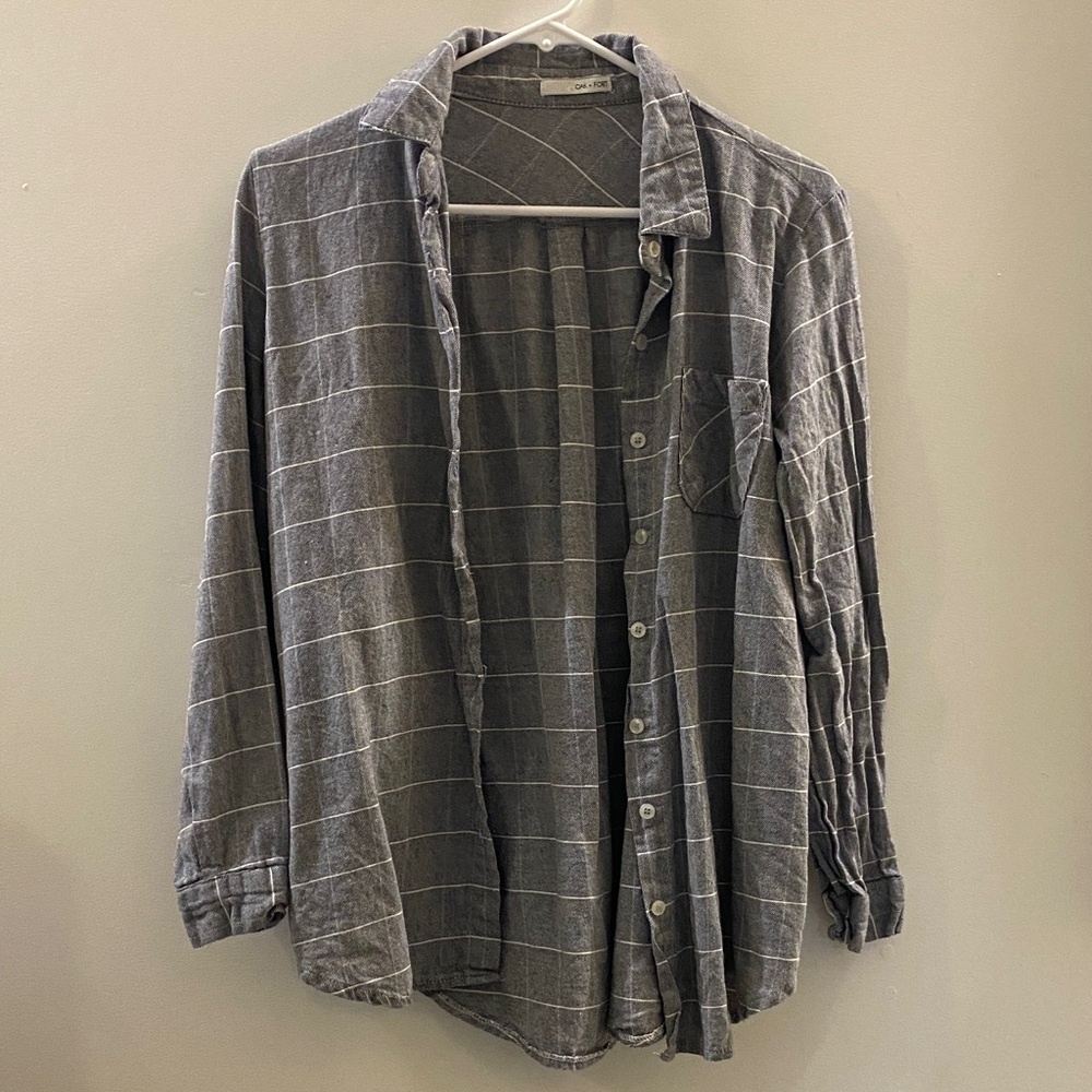 OAK + FORT Grey and White Striped Button down